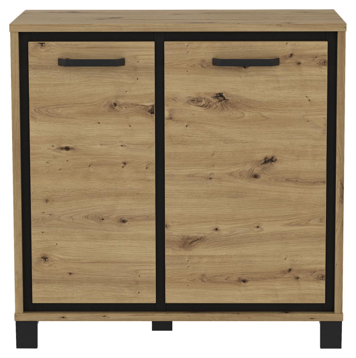 Kommode "Trondheim" , Schwarz, Eiche - Eichefarben/Schwarz, MODERN, Holzwerkstoff/Kunststoff (91,4/91,2/41,5cm) - MID.YOU