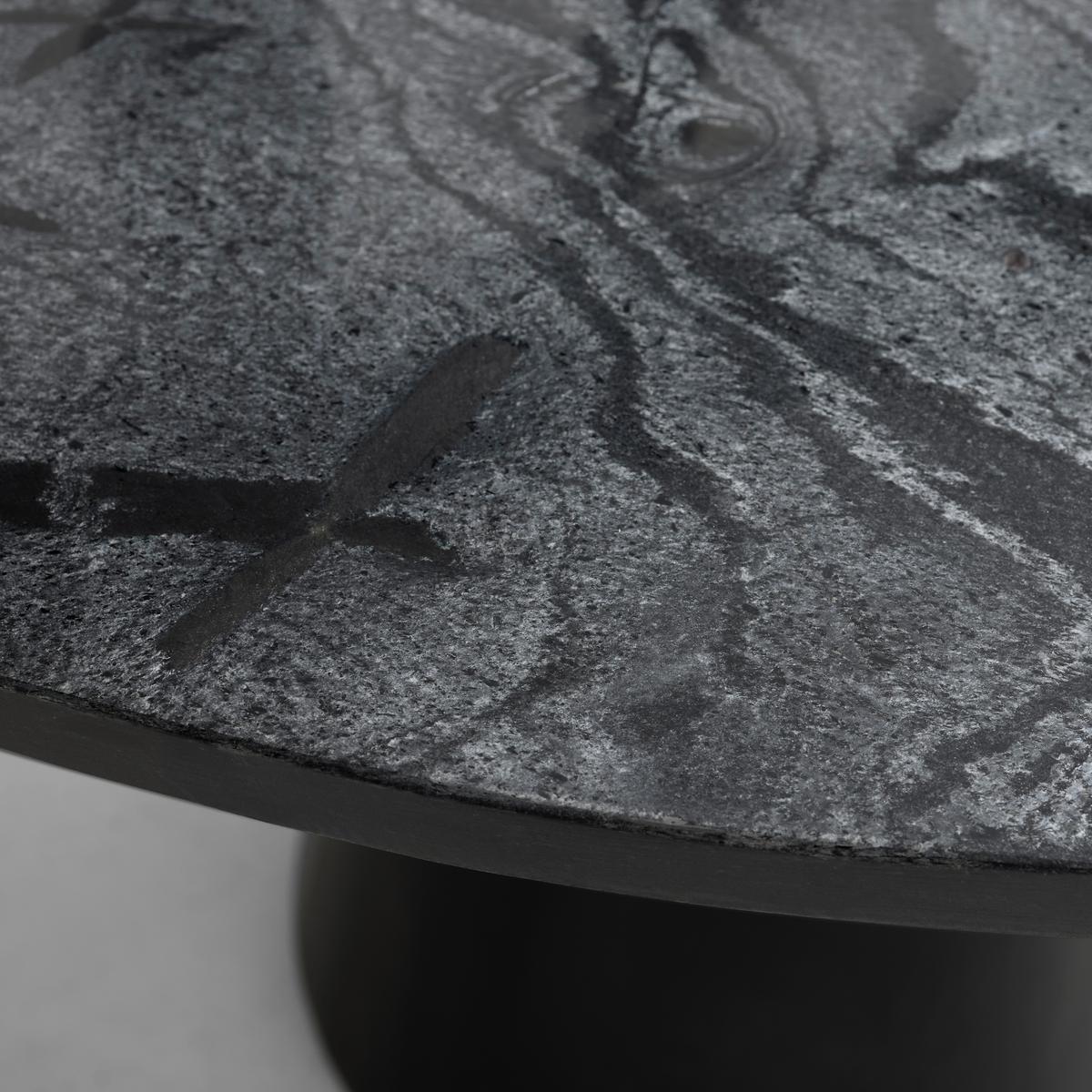 Esstisch Nero in Schwarz/Grau aus Mangoholz - Schwarz/Grau, MODERN, Holz/Stein (120/82/120cm) - Premium Living
