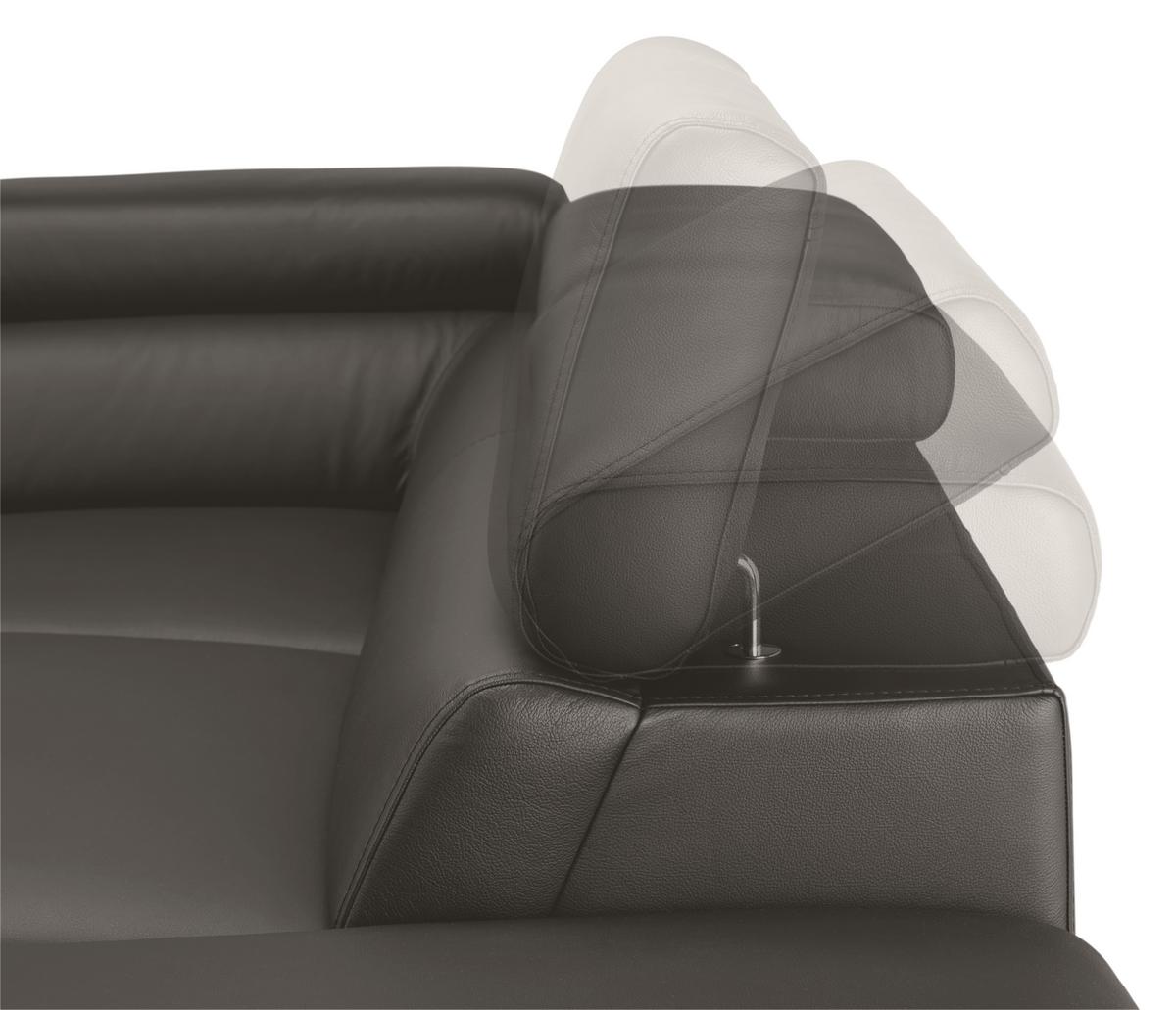 Wohnlandschaft Carmen rechts Graublau - Graublau/Schwarz, MODERN, Leder/Holz (292/72/226cm) - Premium Living