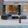 Loungegarnitur Mara Dunkelgrau Metall/Outdoorstoff +Abdeckung - Dunkelgrau/Schwarz, MODERN, Kunststoff/Textil (186/61/76,5cm) - Bessagi Garden