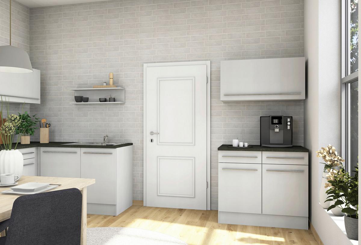 SZAFKA DOLNA Z SZUFLADAMI JAZZ - biały wysoki połysk/kolor srebrny, Basics, materiał drewnopochodny/tworzywo sztuczne (100/90/60cm) - MID.YOU