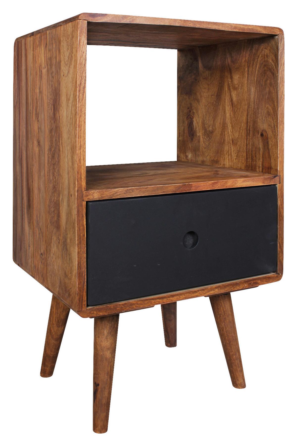 Nachtkästchen Repa Sheesham ca. 40x70x35 cm Braun/Schwarz - Sheeshamfarben/Schwarz, Natur, Holz (40/70/35cm) - MID.YOU