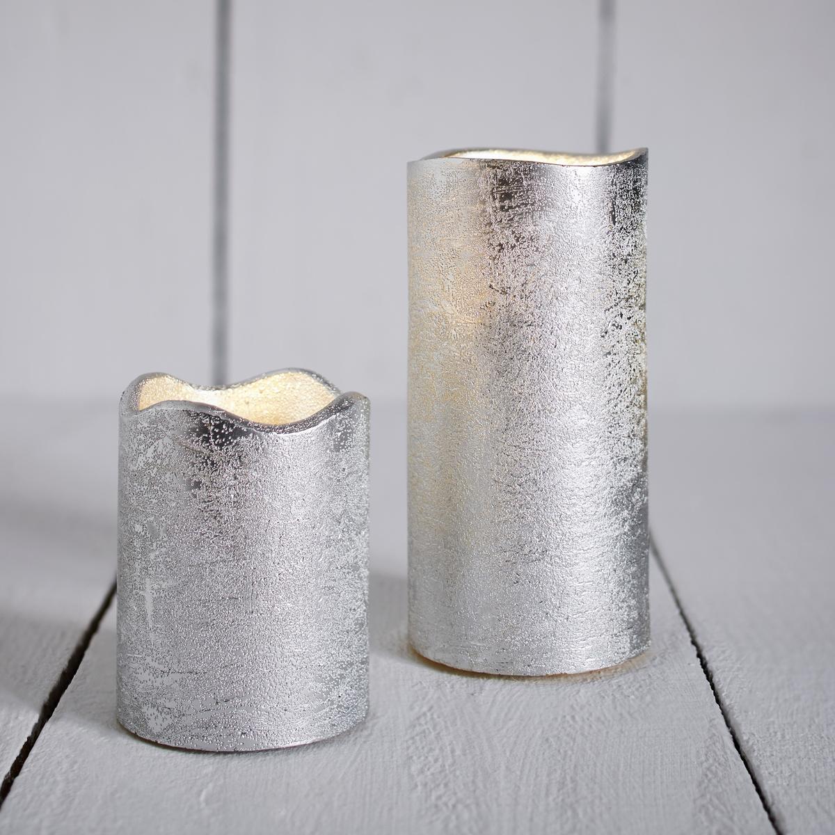 ŚWIECA LED LOA - kolor srebrny, Modern, materiały naturalne (15cm) - Bessagi Home