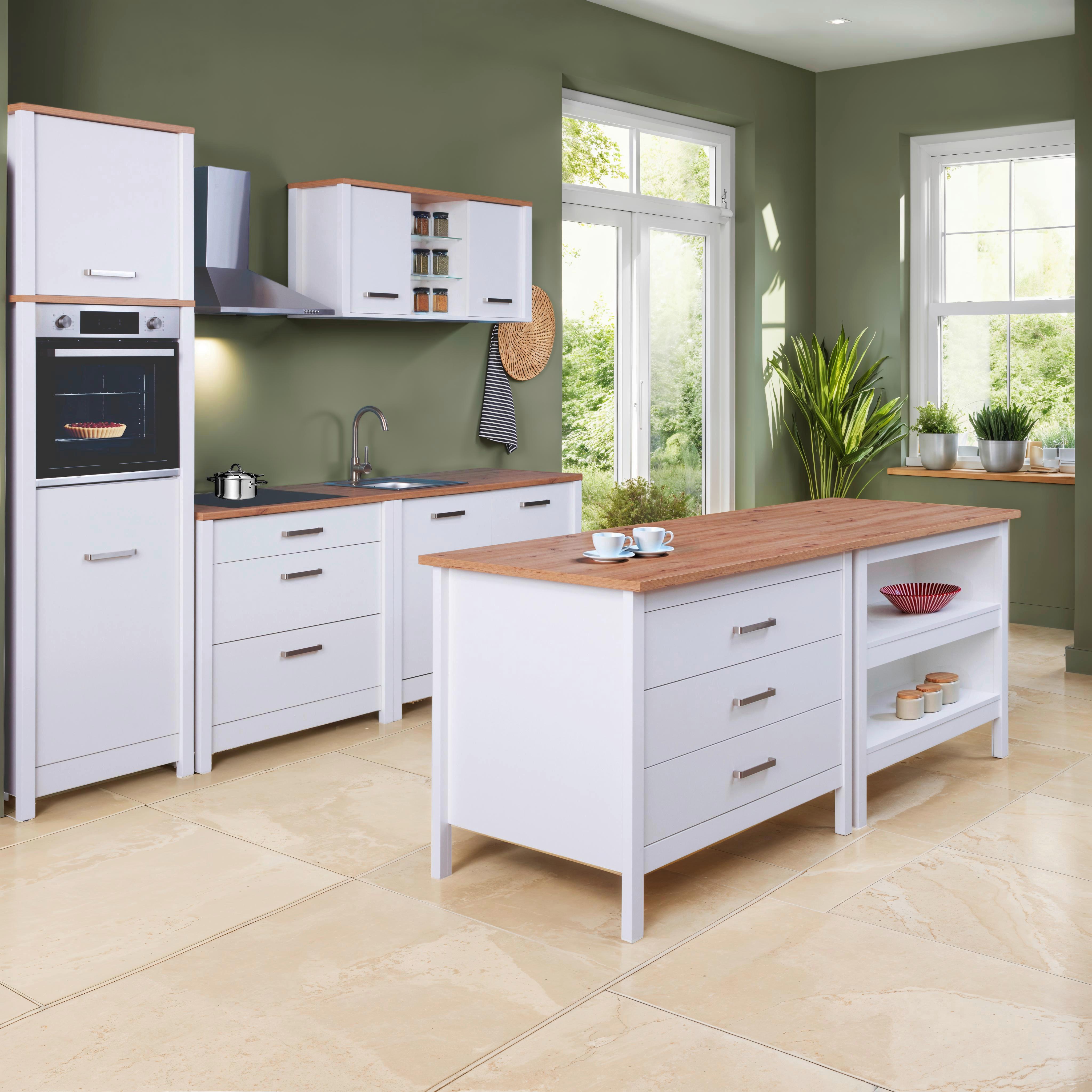 Kücheninsel Sicilia Weiß/Eiche Artisan - Weiß/Eiche Artisan, ROMANTIK / LANDHAUS, Holzwerkstoff (124/91,5/75cm) - Mömax