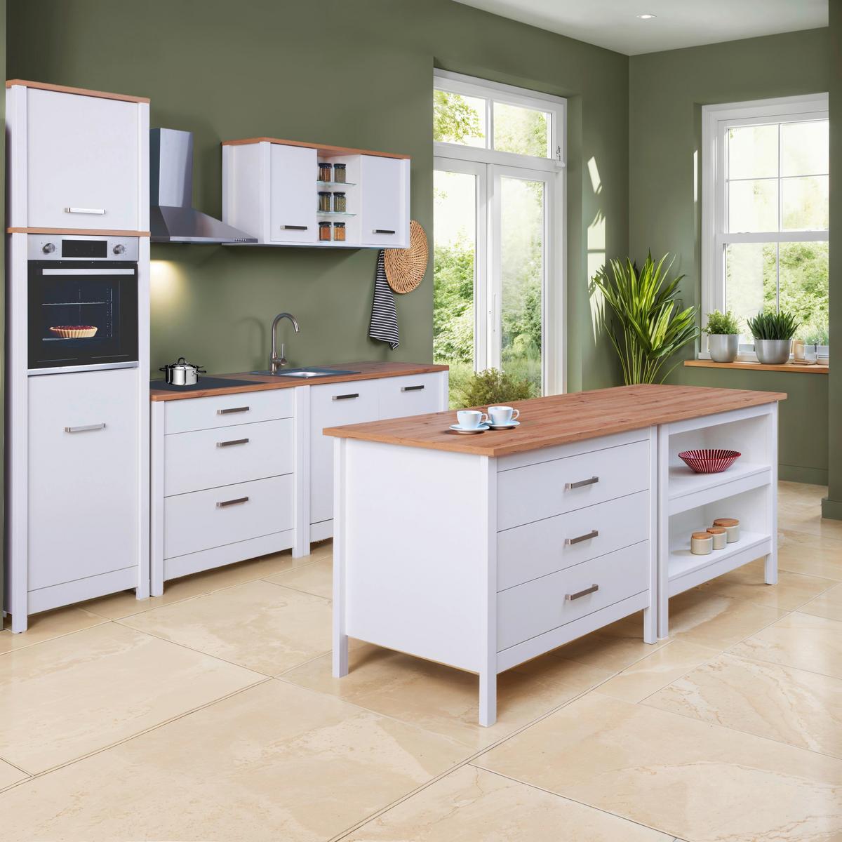 Kücheninsel Sicilia Weiß/Eiche Artisan - Weiß/Eiche Artisan, ROMANTIK / LANDHAUS, Holzwerkstoff (124/91,5/75cm) - Mömax