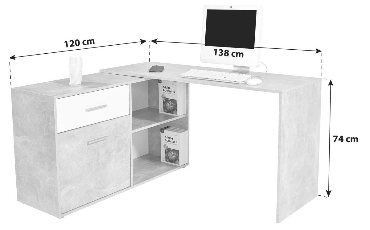 Masă de birou Prag - culoare lemn stejar, Modern, material pe bază de lemn (138/74/50cm) - Modern Living