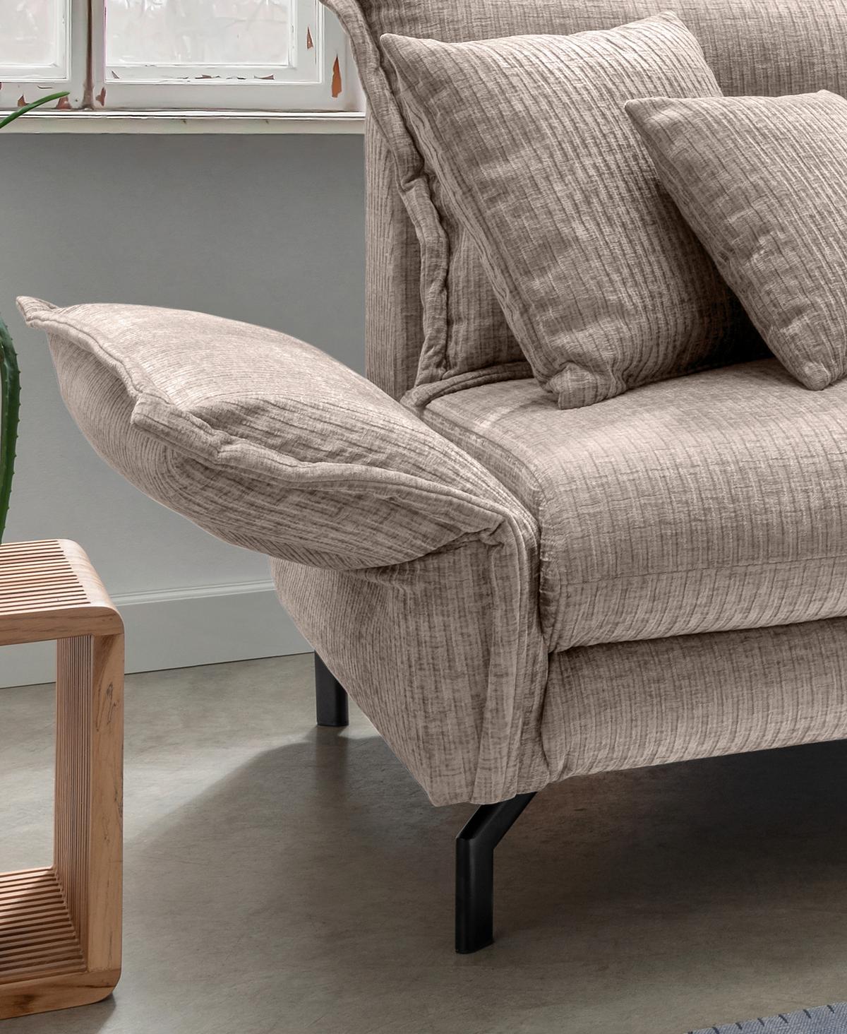 Ecksofa Lava ca. 255x180 cm Beige - Beige/Schwarz, Design, Textil/Metall (255/180cm) - Livetastic