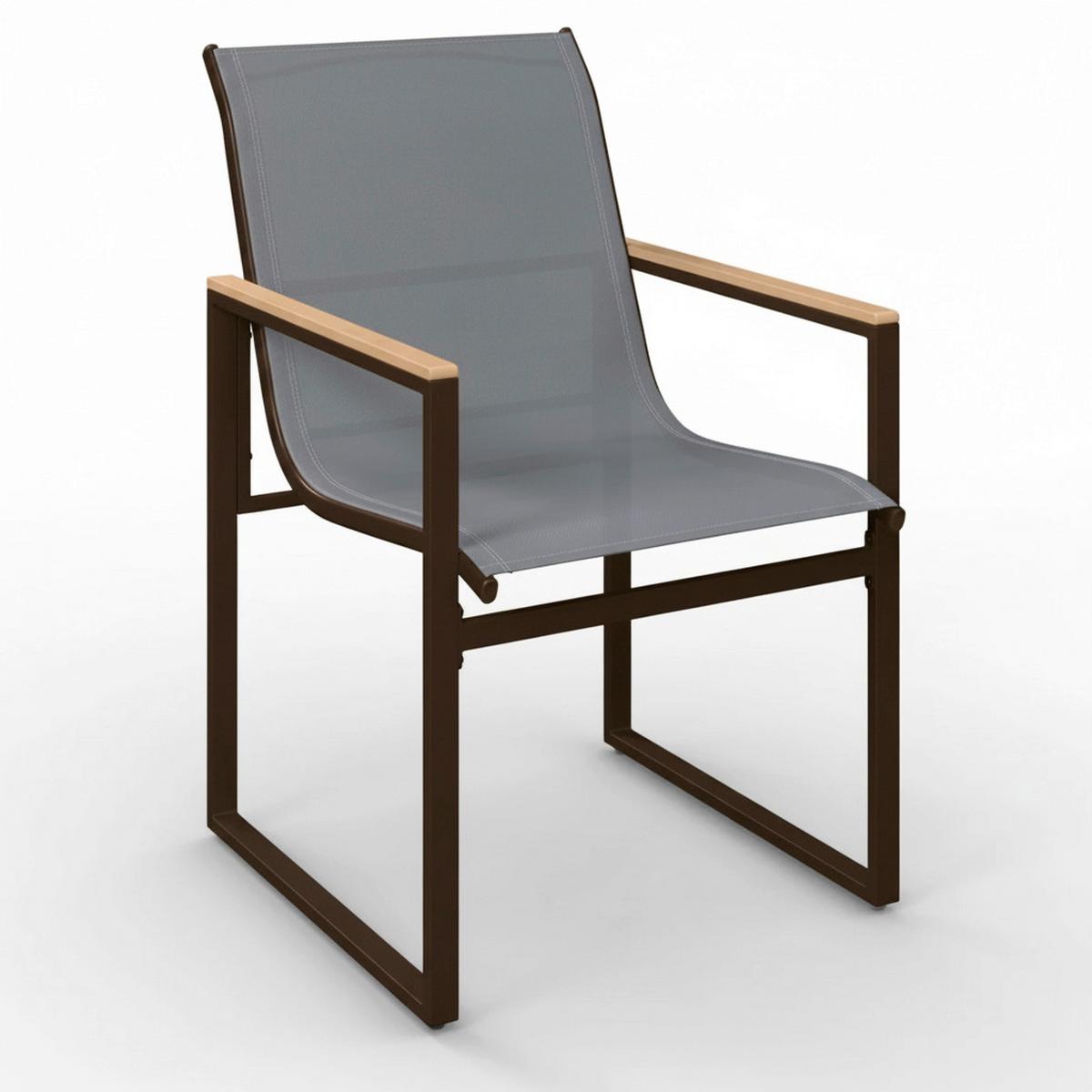 Gartensessel-Set Matteo Grau Metall/Texteline - Schwarz/Naturfarben, MODERN, Kunststoff/Textil (56/86/53cm) - Bessagi Garden