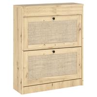 Billenős Cipősszekrény 2 Ajtós Rattan - fekete, Konventionell, faalapú anyag/fém (60/98,5/26,8cm)