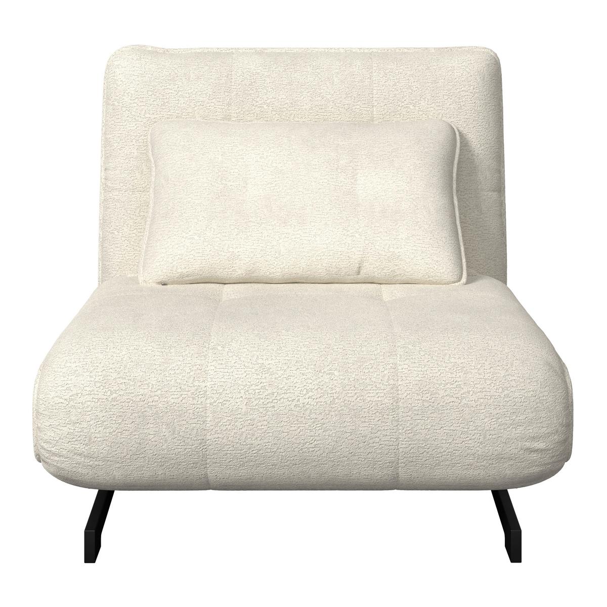 Schlafsessel Luna Bouclé Weiß - Schwarz/Weiß, MODERN, Textil/Metall (92/40/66cm) - Bessagi Home