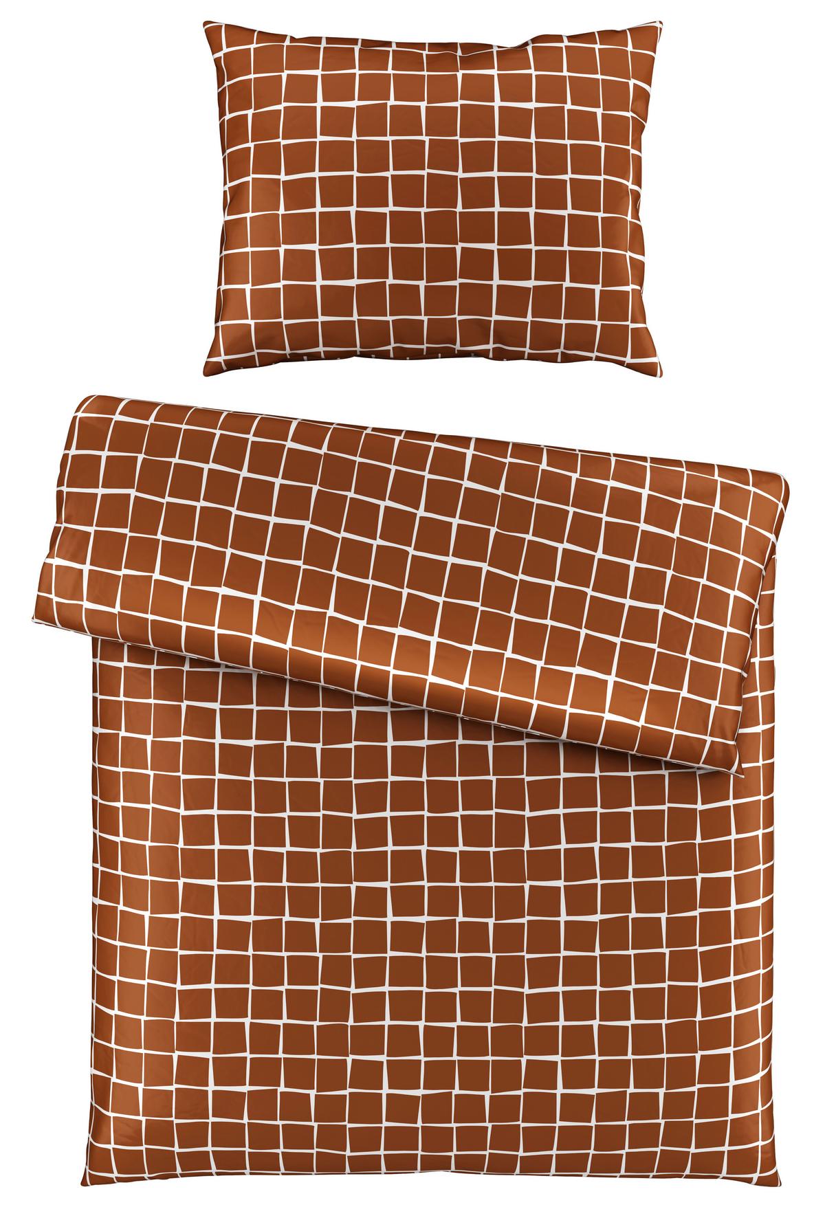 Ágyneműhuzat-garnitúra Square - barna/fehér, Konventionell, textil (140/200cm) - Modern Living