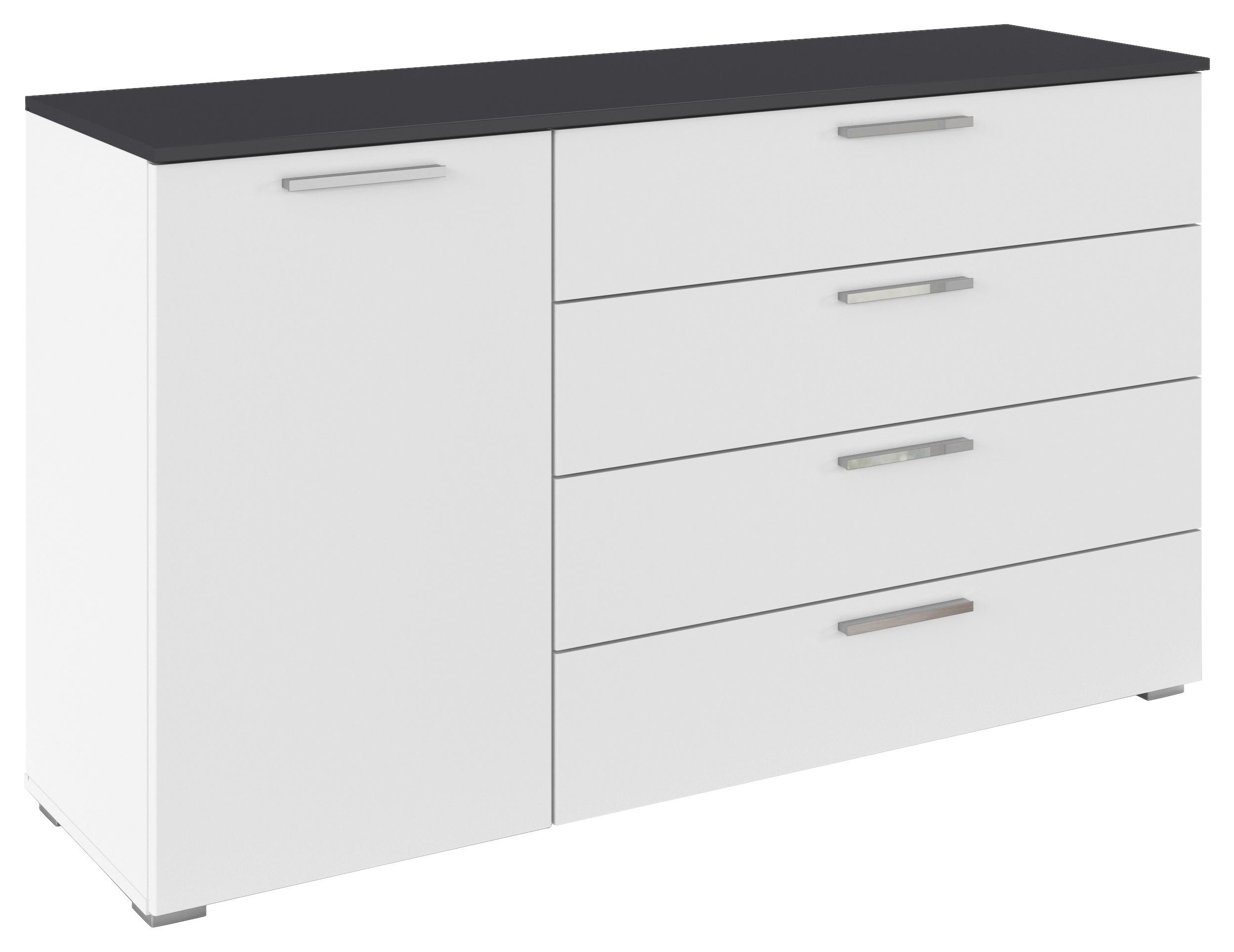 Kommode Caspio Grau/Weiss - Chromfarben/Weiss, Konventionell, Holzwerkstoff (140/81/42cm) - Premium Living