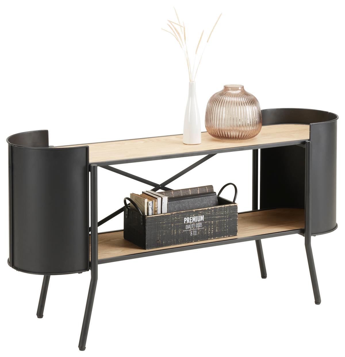 Tv Szekrény Olan - natúr színű/fekete, Lifestyle, faalapú anyag/fa (122/60/33cm) - Premium Living