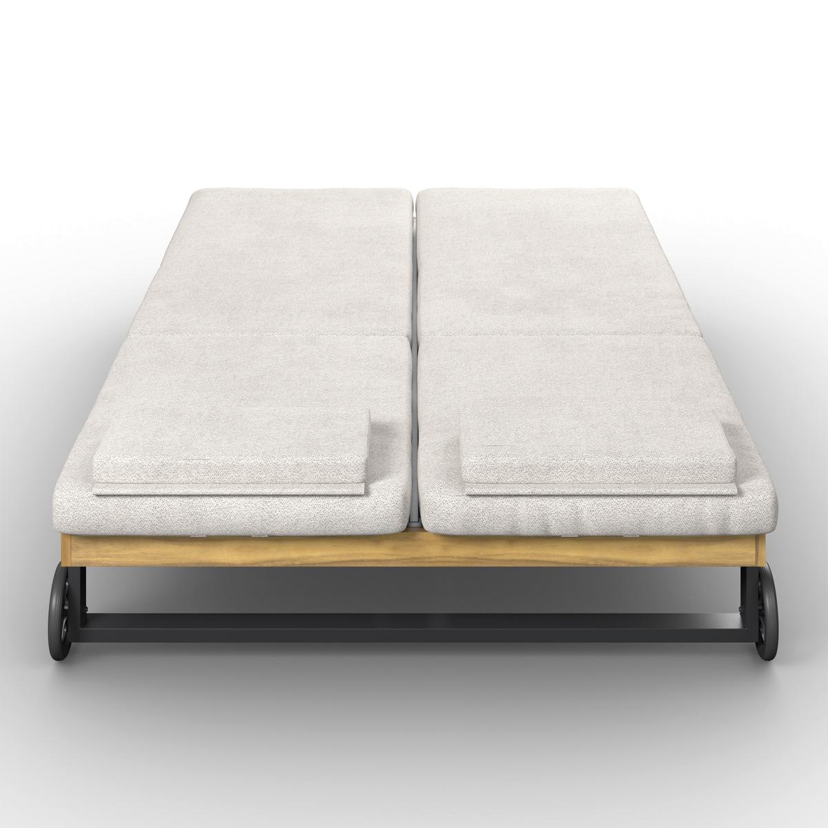 Gartenliege Elenyi creme/grau Metall/Outdoorstoff/Holz - Greige, MODERN, Holz/Textil (130/95/200cm) - Bessagi Garden