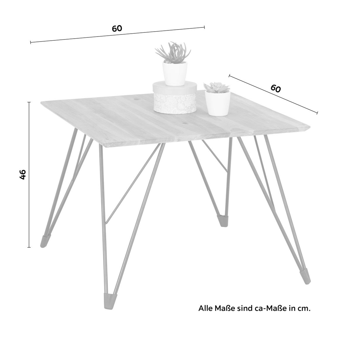 Couchtisch in Schwarz/Eichefarben - Eichefarben/Schwarz, Modern, Holz/Metall (60/60/46cm) - Based