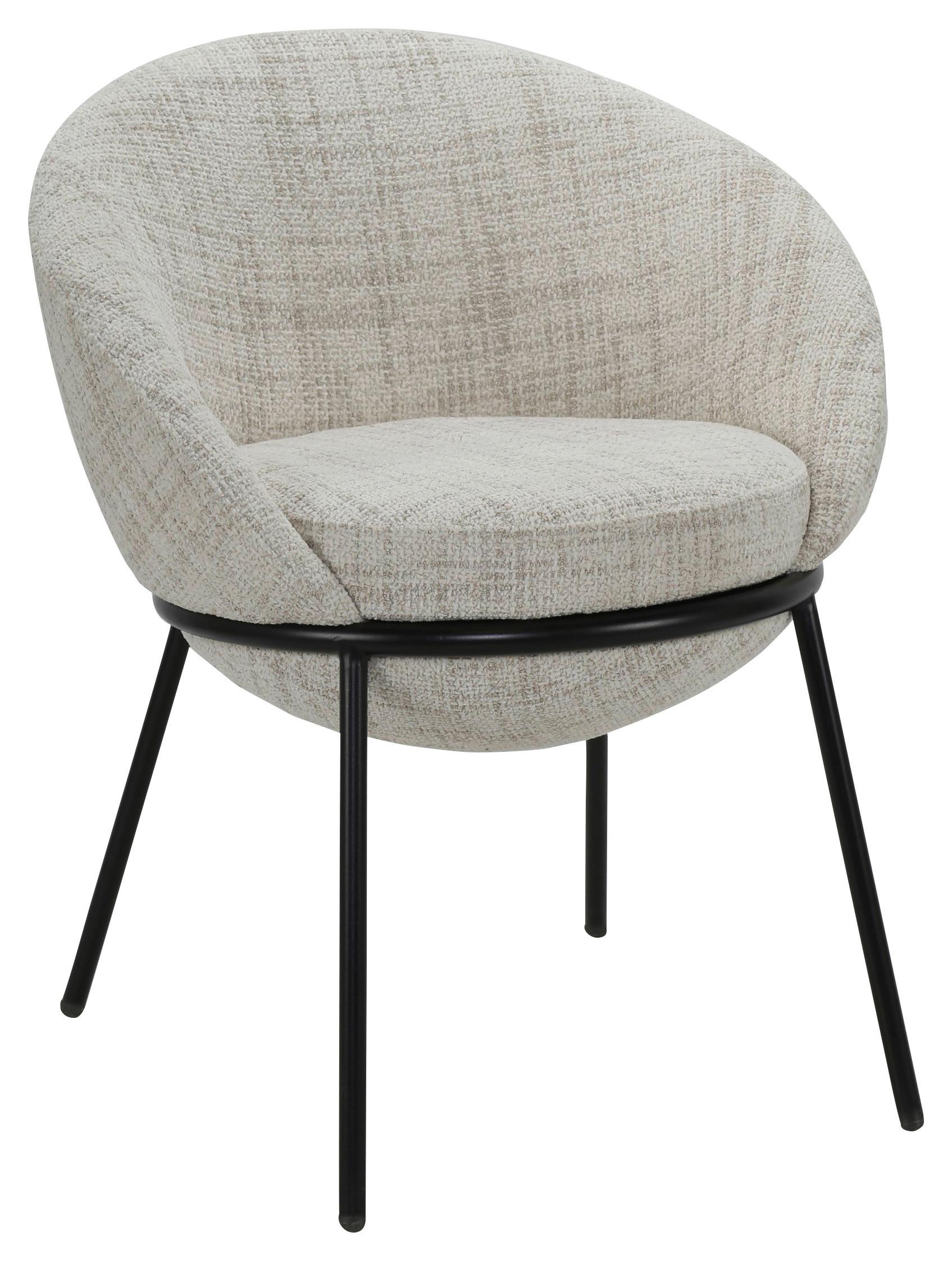 KRZESŁO Z PODŁOKIETNIKAMI BOWIE - beżowy/czarny, Design, metal/tkanina (61/76,5/59cm) - Novel