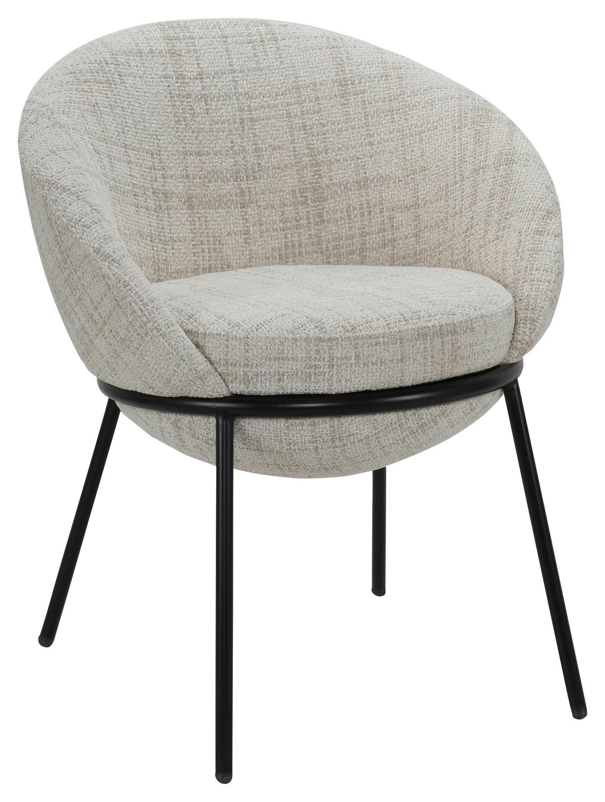 KRZESŁO Z PODŁOKIETNIKAMI BOWIE - beżowy/czarny, Design, metal/tkanina (61/76,5/59cm) - Novel