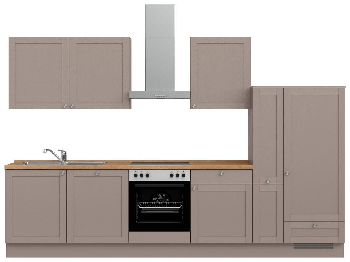 Küchenleerblock Frame Low o. Geräte Beigebraun - Edelstahlfarben/Eichefarben, MODERN, Holzwerkstoff/Metall (330cm) - Nobilia