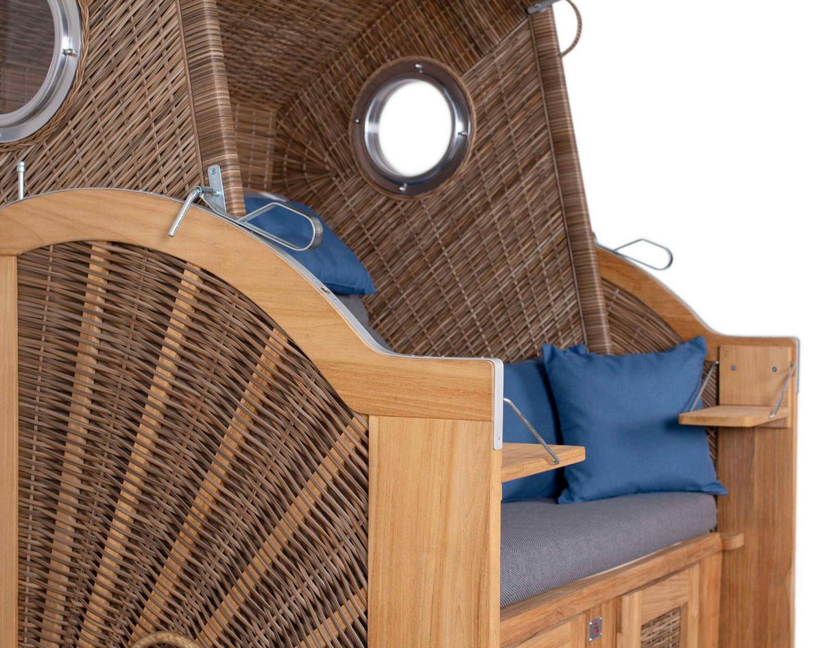 Strandkorb XL Sun Braun/Grau - Braun, KONVENTIONELL, Holz (130/160/80cm)