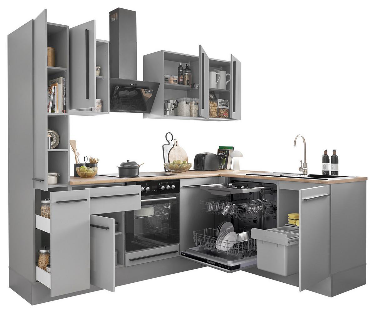 ECKKÜCHE DENVER - Eichefarben/Schwarz, Design, Holzwerkstoff/Kunststoff (250/175cm) - P & B