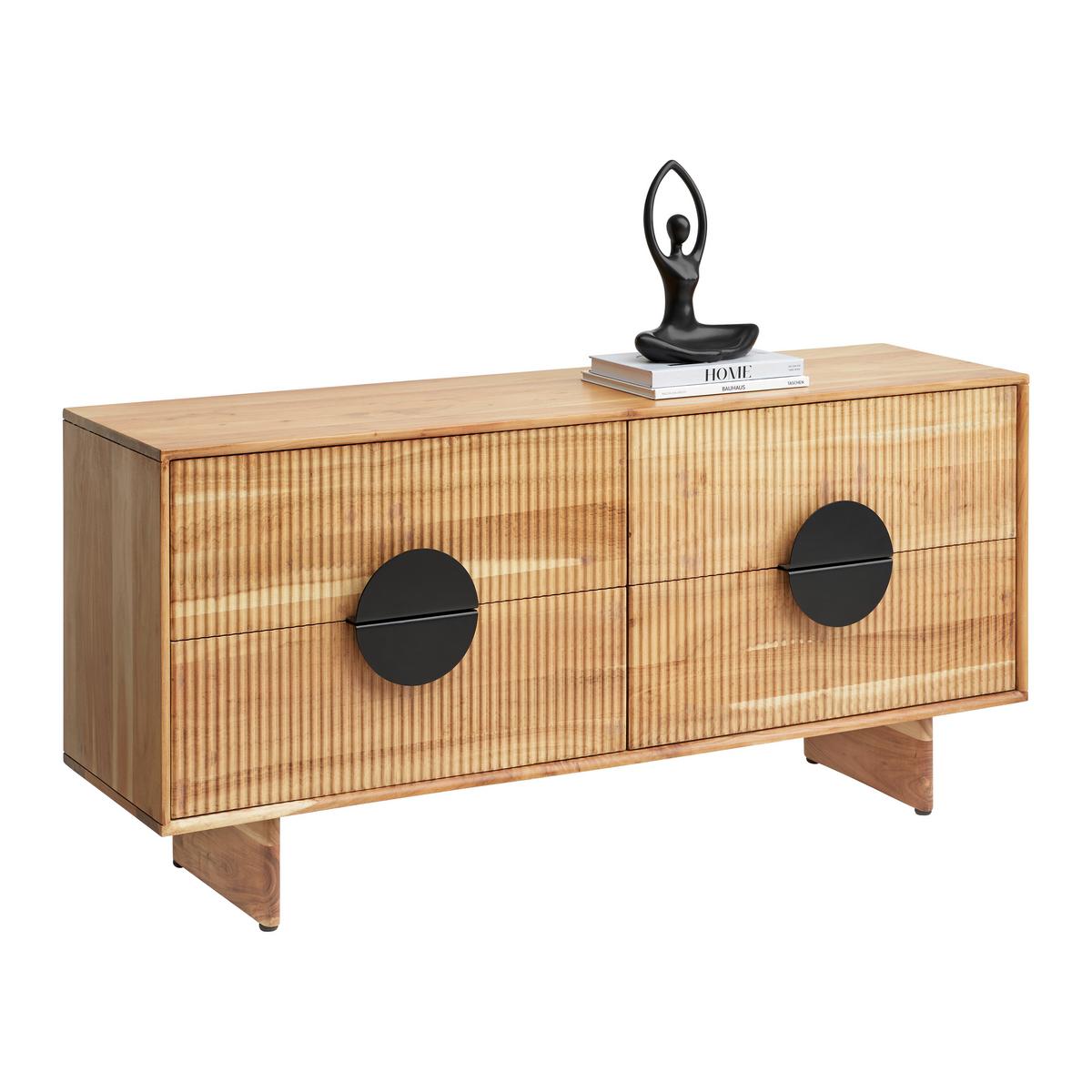 LOWBOARD ROSY -STUDIO- - Schwarz/Akaziefarben, Lifestyle, Holz/Metall (140/65/38cm) - Premium Living
