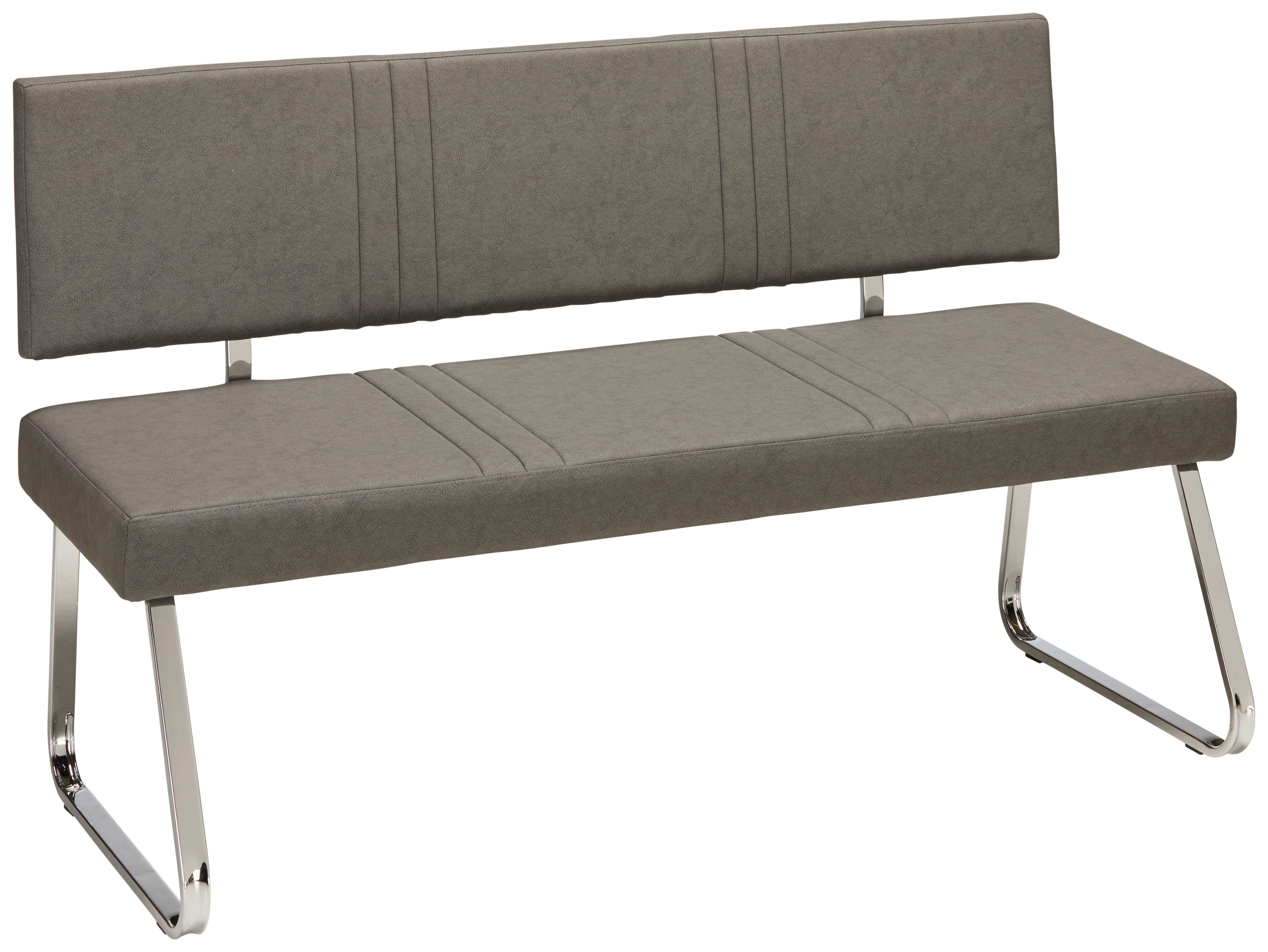 Ülőpad Sergio - Króm/Szürke, modern, Fém/Textil (140/84,5/57cm) - Modern Living