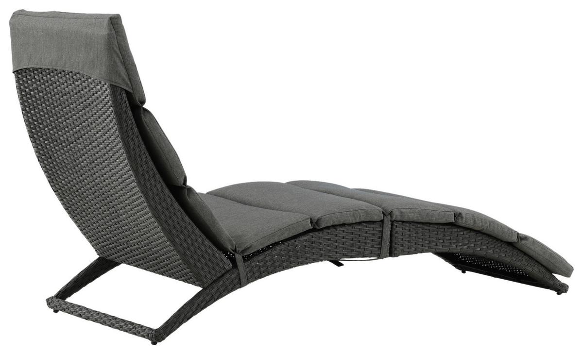 Sonnenliege Archie ca. 64x84x158 cm Schwarz - Schwarz, KONVENTIONELL, Kunststoff (64/84/158cm) - Gardenson