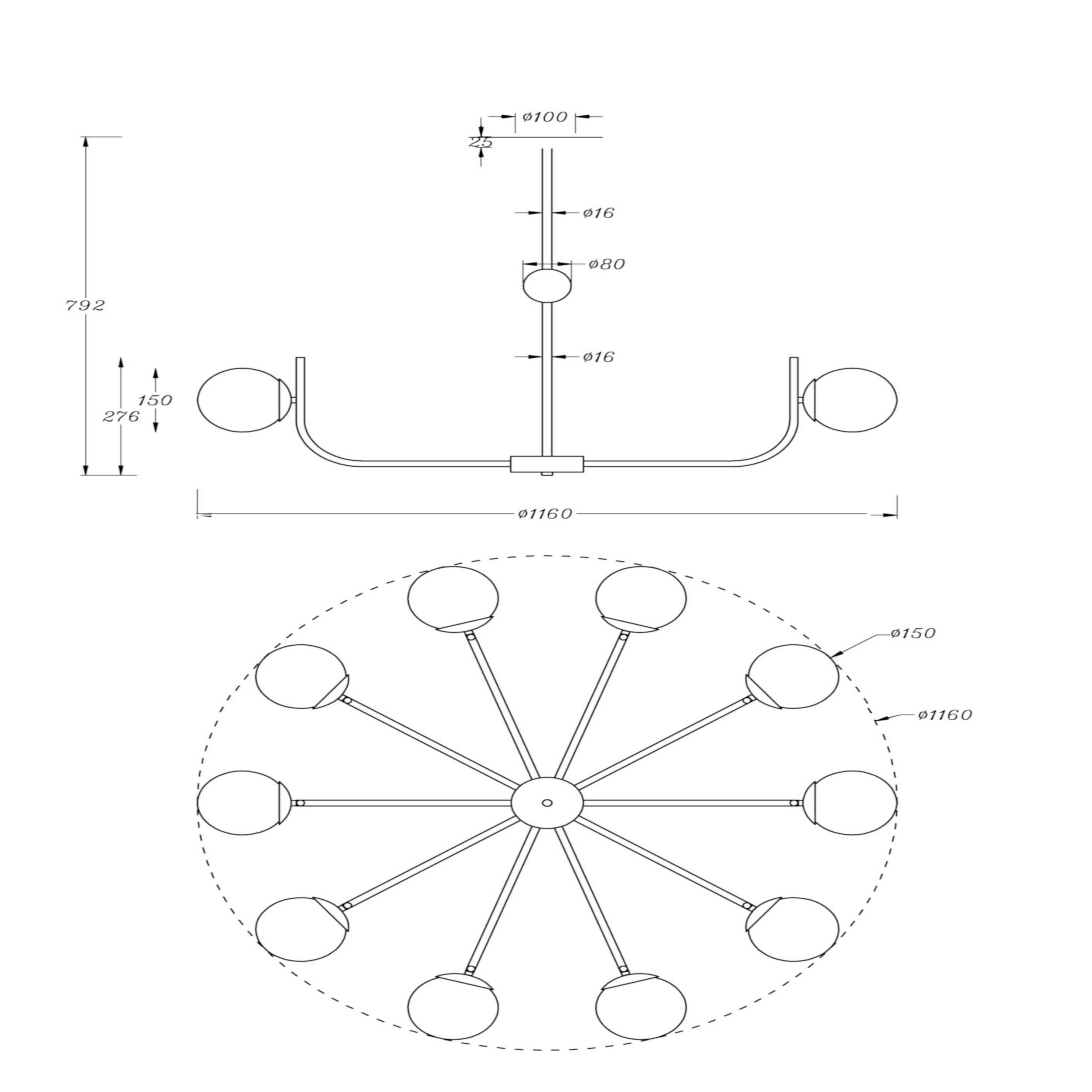KRONLEUCHTER RENDEZ-VOUS - Messingfarben, Basics, Glas/Metall (116/27,6/116cm) - MAYTONI