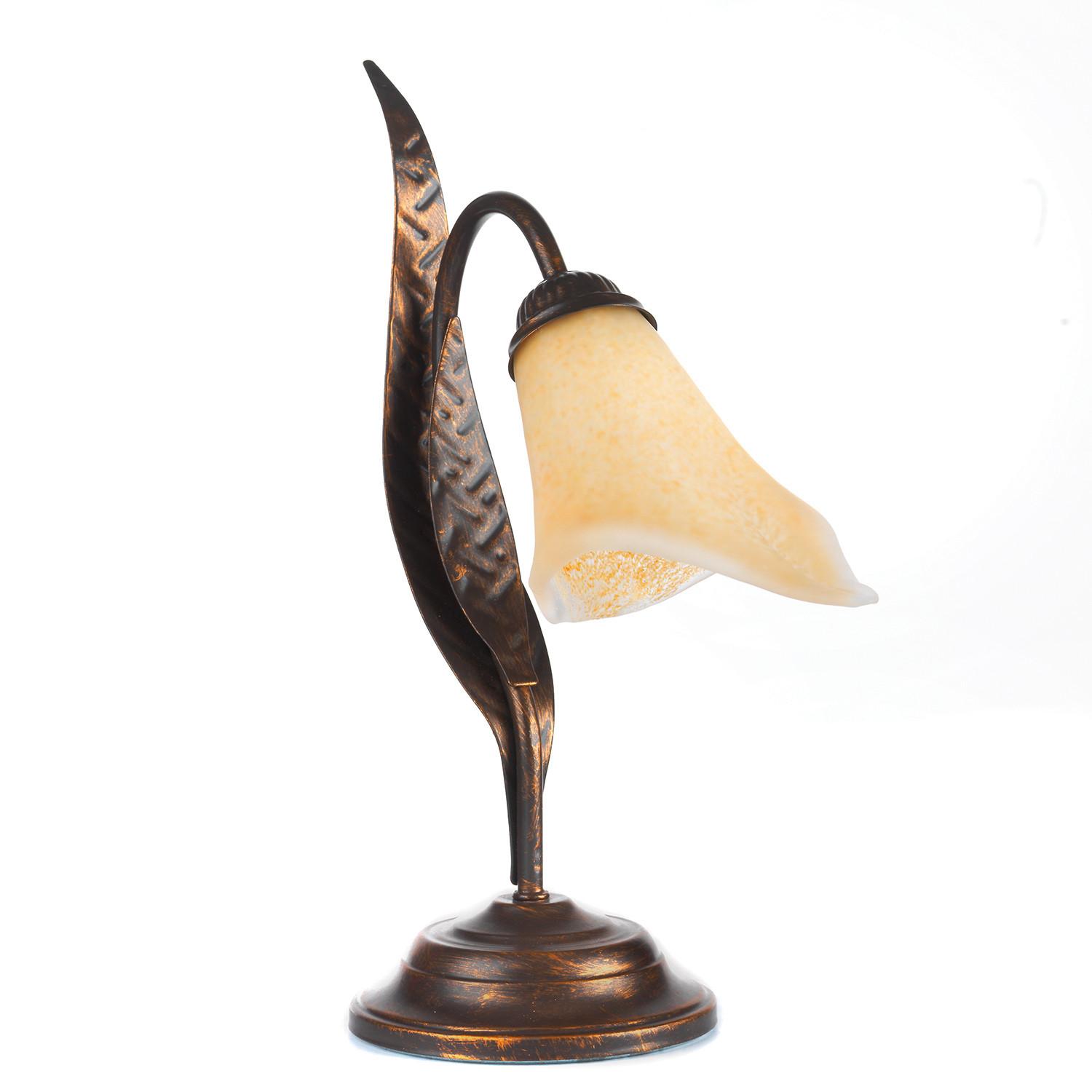 Tischleuchte Alga Bronzefarben max. 6 Watt - Bronzefarben, KONVENTIONELL, Glas/Metall (25/38cm)