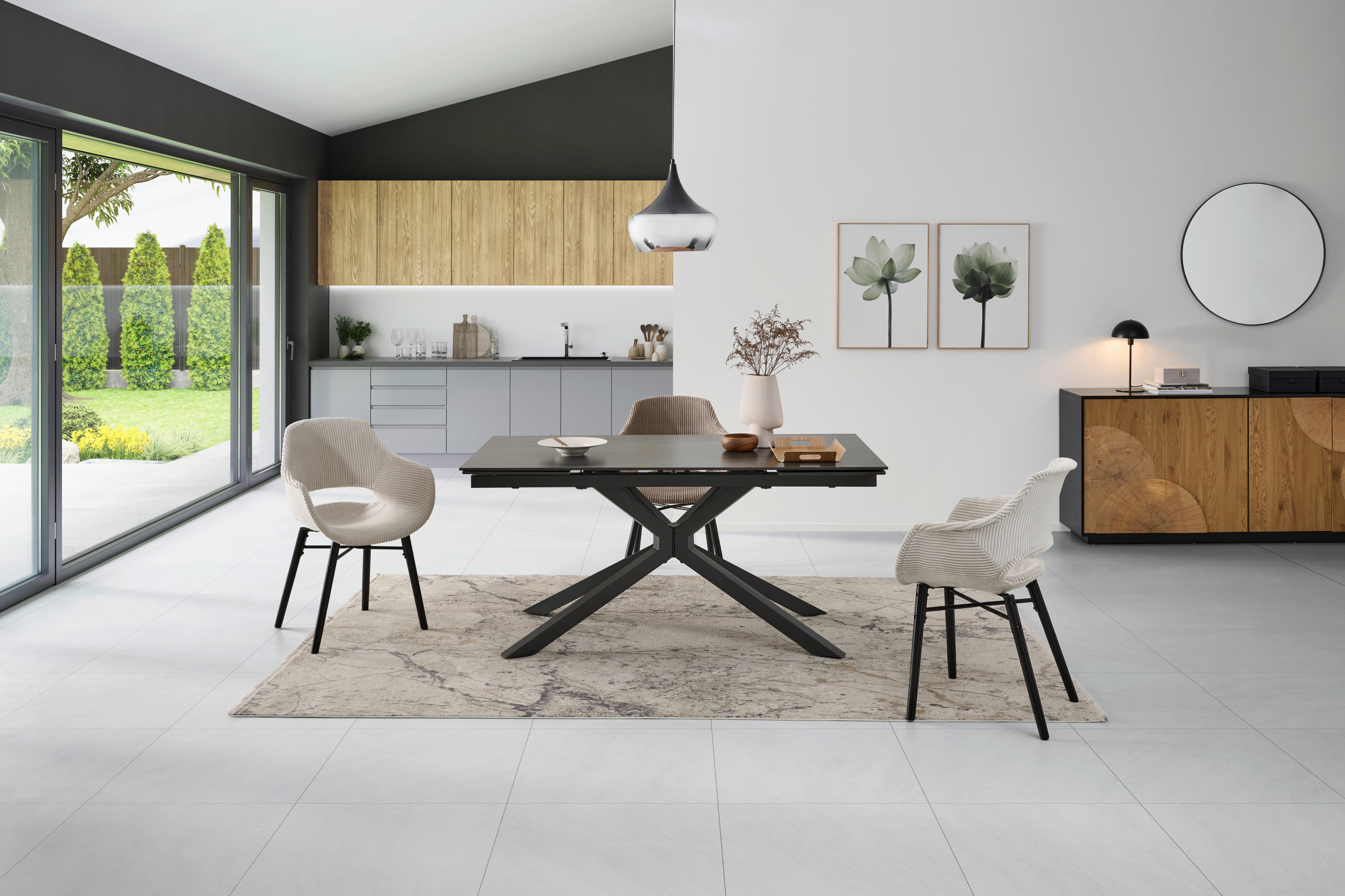 Jedilna Miza Lorenzo, Keramika, 160-240x90 - temno siva/siva, Konvencionalno, kovina/keramika (160-240/75/90cm) - MID.YOU