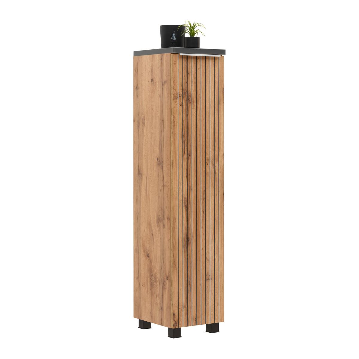 Midischrank Jakarta in Schwarz/Eiche Wotan - Eiche Wotan/Schwarz, Modern, Holzwerkstoff/Kunststoff (30/130/35cm) - Mömax