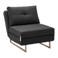 fauteuil convertible "Malic" - couleur de chêne/gris foncé, Modern, métal/textile (80/84/90cm) - Bessagi Home