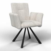 Armlehnstuhl Jade Beige Cord Drehbar Gepolstert - Beige/Schwarz, MODERN, Holz/Textil (64/87/63cm) - Bessagi Home