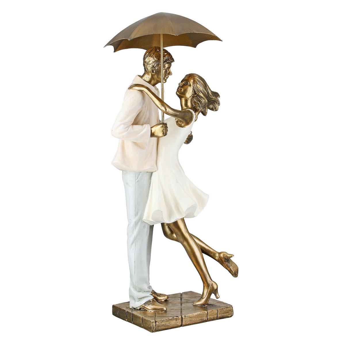 Skulptur love in the rain Creme/Goldfarben - Goldfarben/Creme, Basics, Kunststoff (17/39/14,5cm)