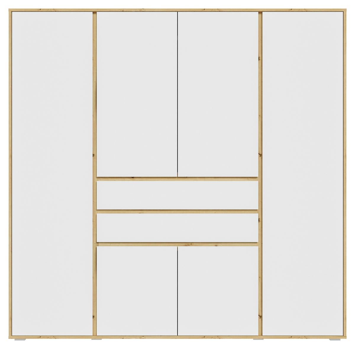 Drehtürenschrank Falun Weiß/Eiche Artisan - Weiß/Eiche Artisan, MODERN, Holzwerkstoff (197/194/56cm) - Livetastic