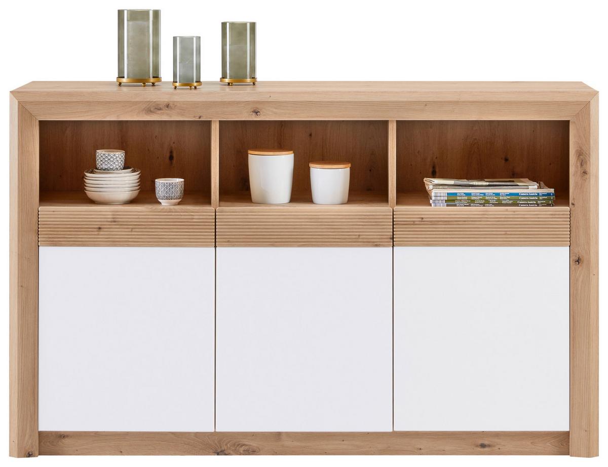 Komoda Kashmir New - črna/barve hrasta, Moderno, leseni material (142/89/41cm) - Zandiara