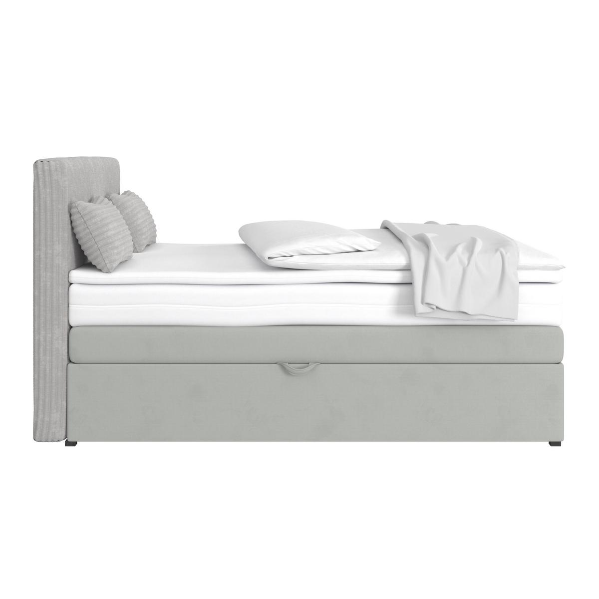Boxspring Krevet Rossa - srebrne boje/crna, Moderno, drvni materijal/tekstil (140/200cm) - Modern Living