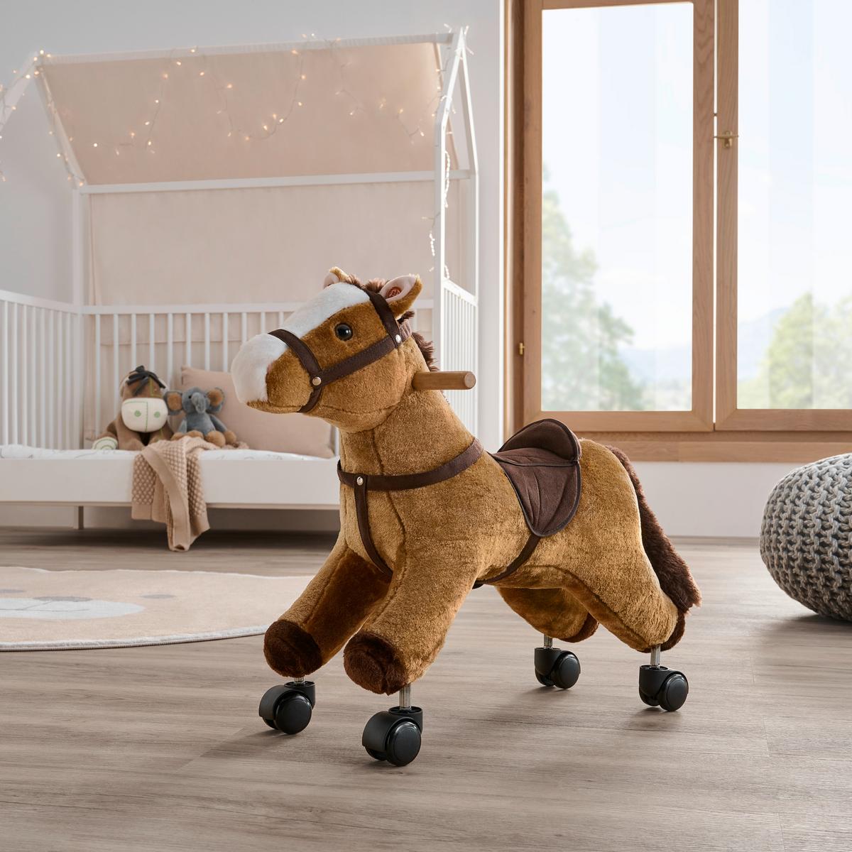 KONIK NA BIEGUNACH SPEEDY - brązowy, Basics, tworzywo sztuczne/metal (57/24/52cm) - My Baby Lou