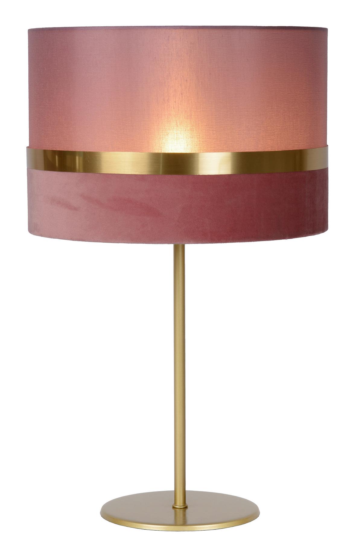 LAMPA STOŁOWA 10509/81/66 EXTRAVAGANZA TUSSE - jaskrawy róż/kolor złoty, Design, metal/tkanina (30/30/50cm) - Lucide