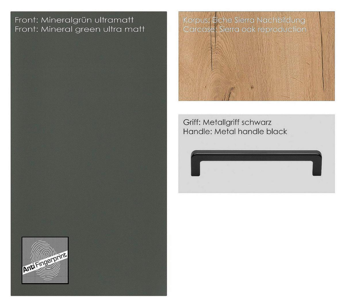 Spülenunterschrank Easytouch Grün - Eichefarben/Schwarz, MODERN, Holzwerkstoff/Metall (90/87/56cm) - Nobilia