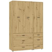 Kleiderschrank Kivo Eiche Artisan - Schwarz/Eiche Artisan, Basics, Holzwerkstoff/Kunststoff (135/239,40/52,1cm) - Based