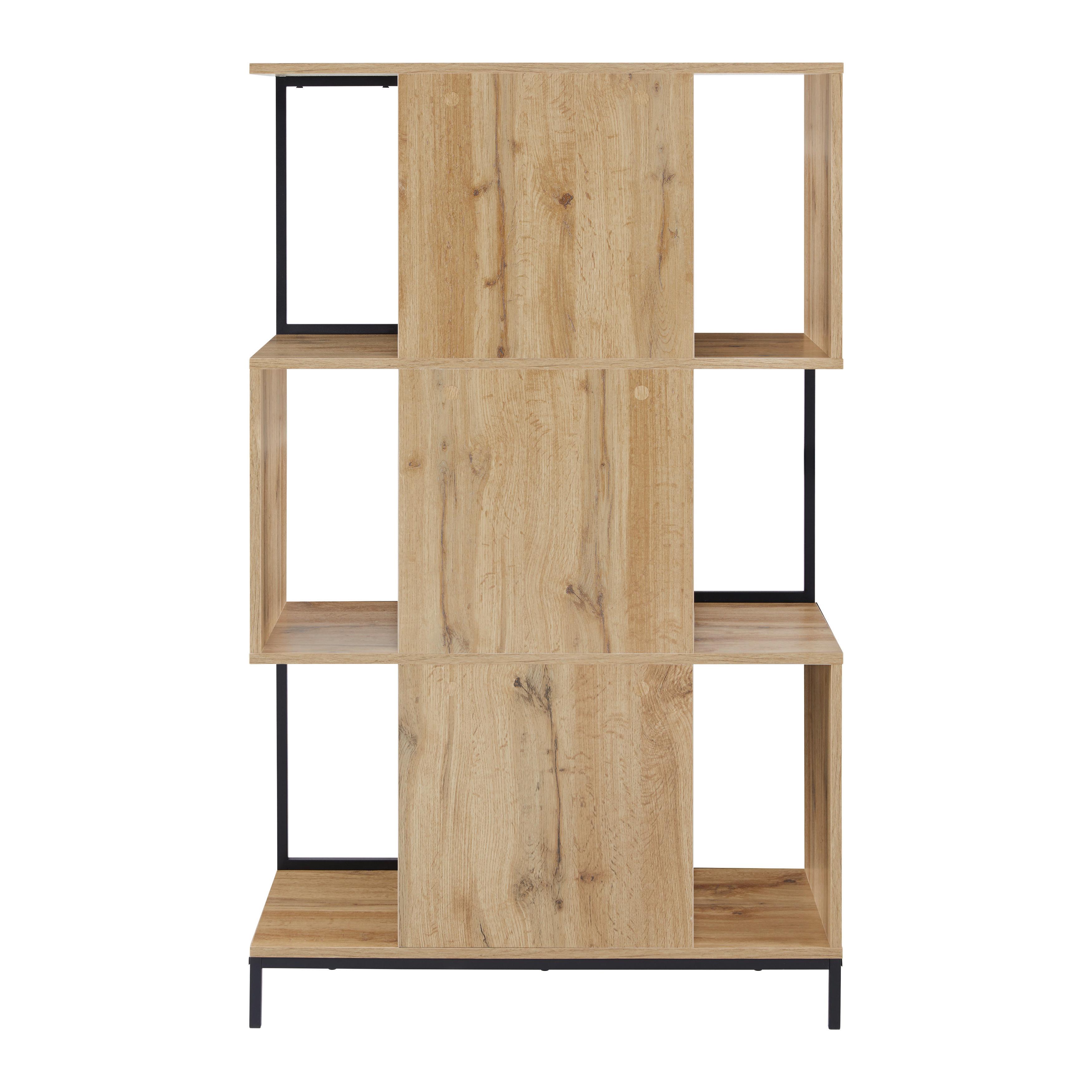 FRISTÅENDE HYLLA GENY - svart/ekfärgad, Modern, metall (80/136/40cm) - Bessagi Home