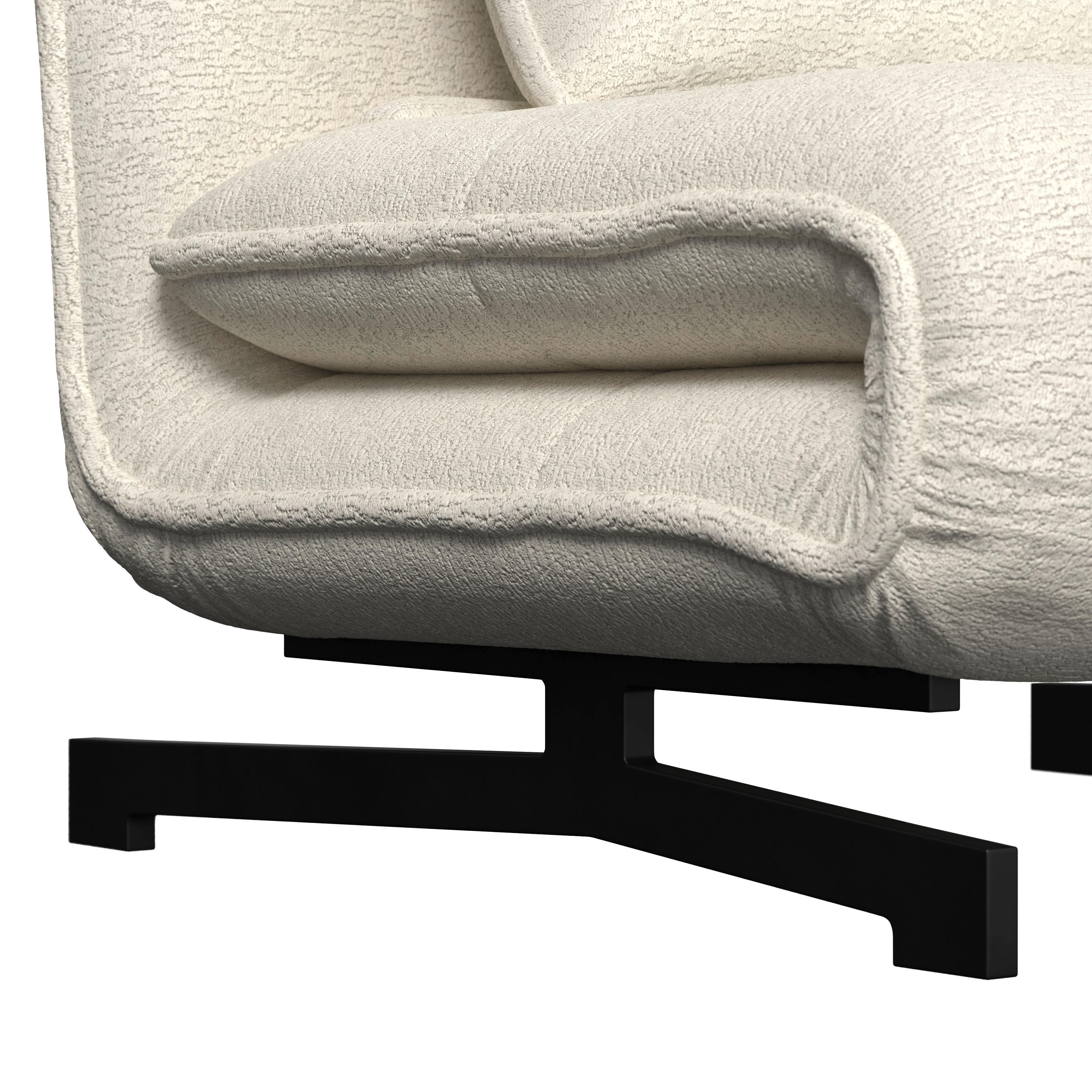 BÄDDFÅTÖLJ LUNA - vit/svart, Modern, metall/textil (92/86/80cm) - Bessagi Home