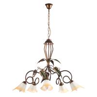 Kronleuchter Miranda Bronze/Olivgün max. 6 Watt - Bronzefarben/Olivgrün, Natur, Glas/Metall (90/130cm)