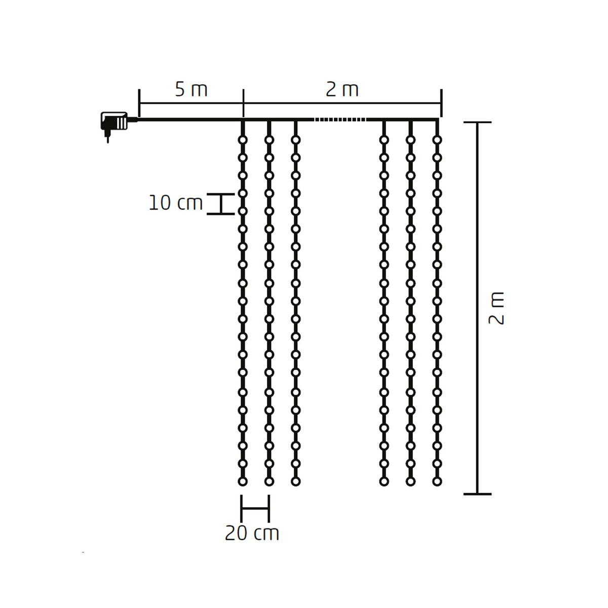 Fényfüggöny Hidegfehér 2x2m / 200db LED - fehér, műanyag (200/200cm)
