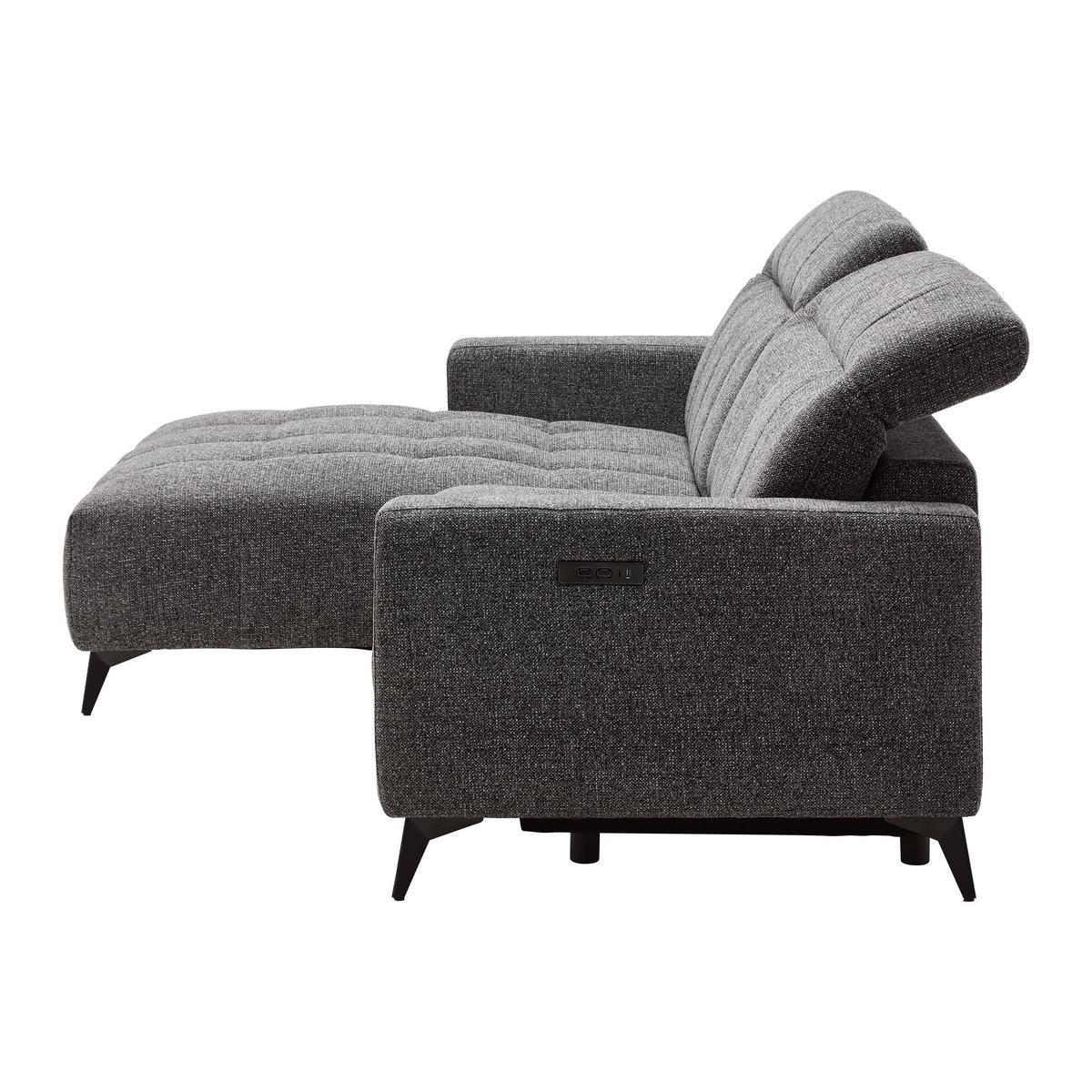 Wohnlandschaft Milano Graphitfarben - Graphitfarben/Schwarz, MODERN, Holz/Textil (127/127/82/105/109.5/ 177cm) - Based