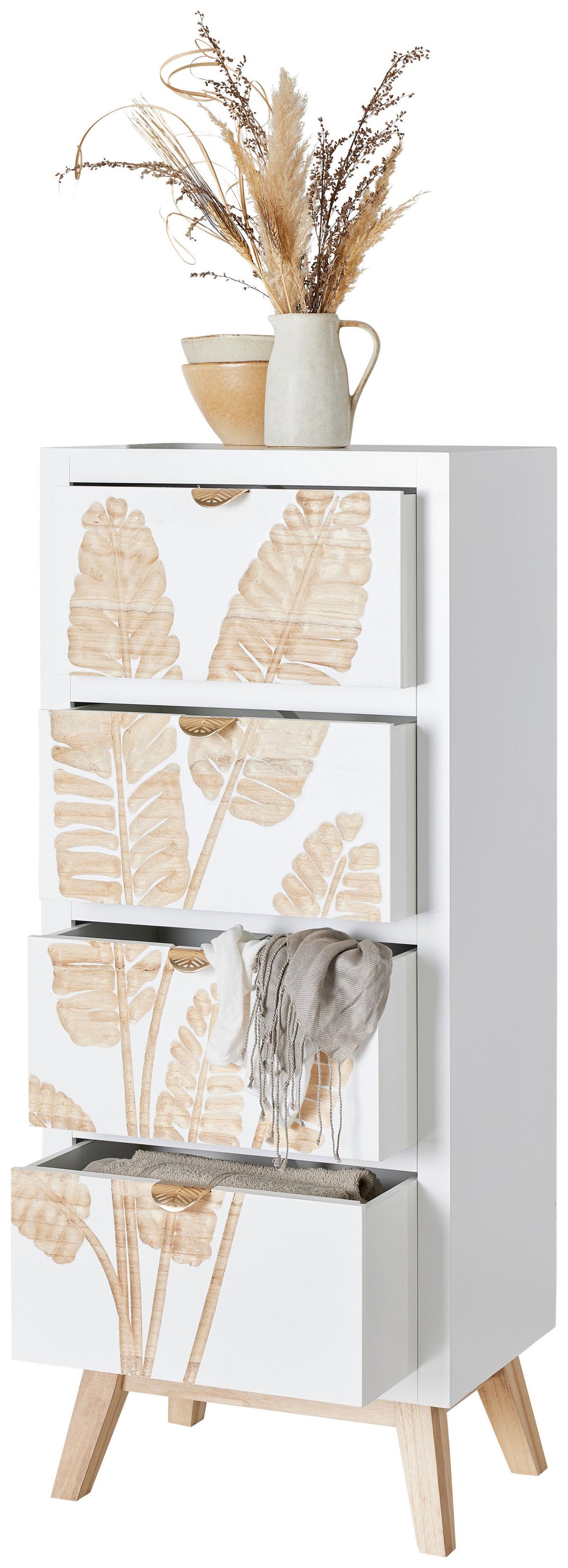 Comodă LEAFS - alb/culoare natur, Lifestyle, lemn/material pe bază de lemn (45/109/30cm) - Premium Living