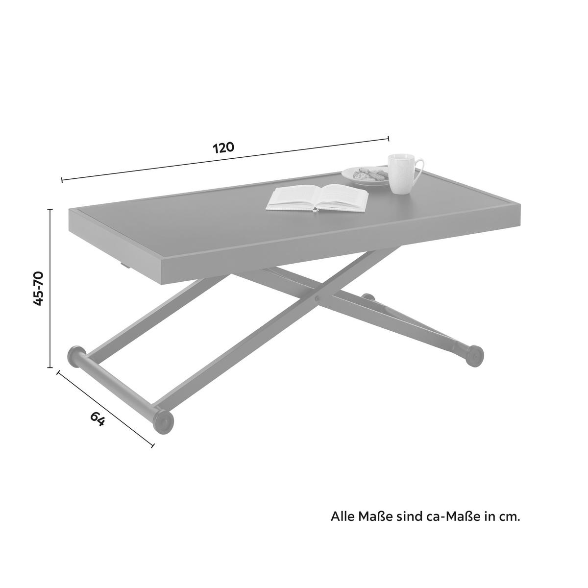Gartentisch Moskau 2 Anthrazit ca. 120x70x64cm - Anthrazit, Glas/Metall (120/45-70/64cm) - Mömax