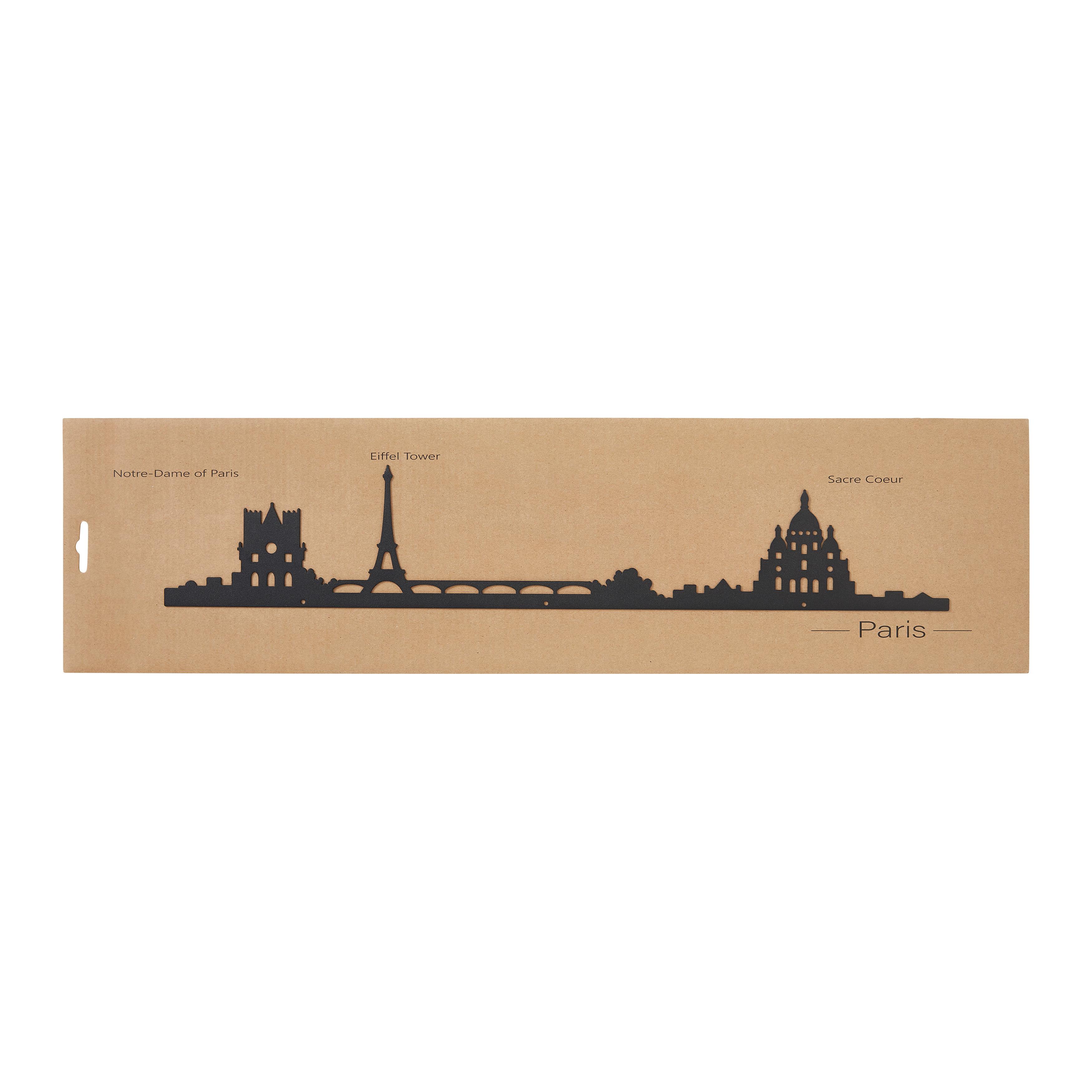 Wanddeko Skyline Schwarz - Schwarz, Konventionell, Metall (55/10cm) - Modern Living