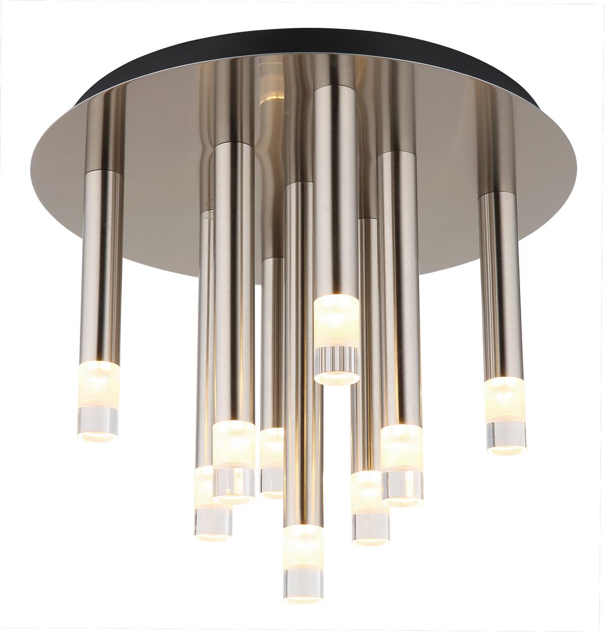DECKENLEUCHTE 15629N-9D - Klar/Nickelfarben, Design, Kunststoff/Metall (34/29,6cm) - Globo